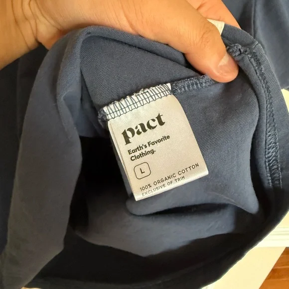 Women’s Blue Pact 100% Organic Cotton V-Neck Casual T-Shirt Sz Large Minimalist - Picture 5 of 5